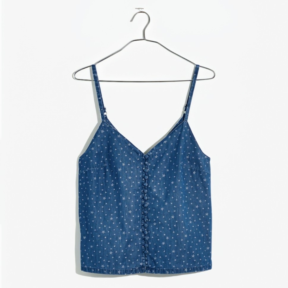 Madewell Denim Button-Down Cami in Star Jacqard -- Sold Out Everywhere